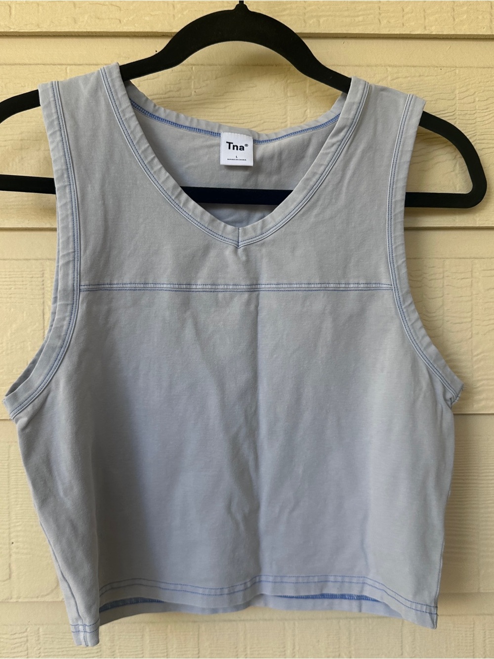 TNA Women’s Light Blue Washed V-Neck Tank Top